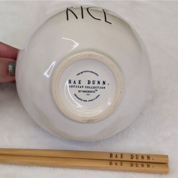 Rae Dunn RICE Bowl with Chopsticks - Picture 5 of 7